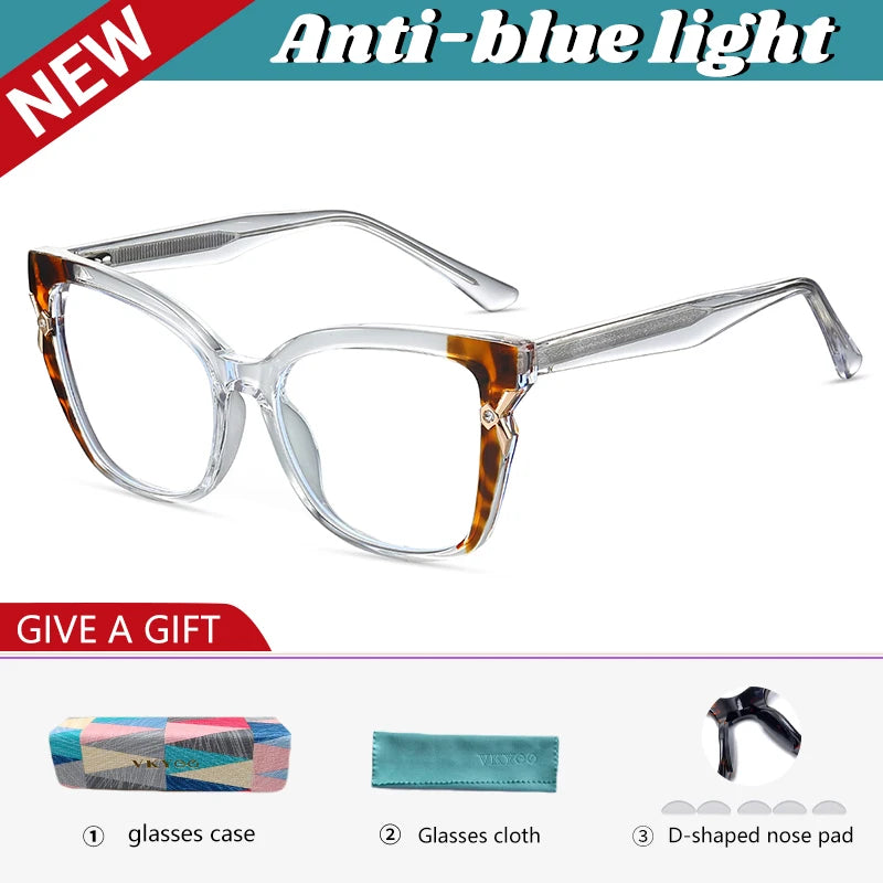 VICKY New Fashion Butterfly Square Frame Personalized Design Blue Light Reading Glasses Can Be Customized Prescription 87312