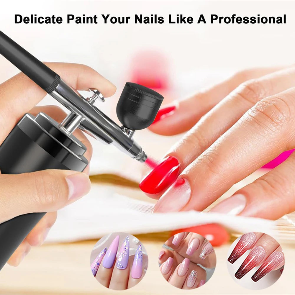 Airbrush Nail With Compressor Portable Airbrush Nail Art Compressor For Nails Cake Painting Crafts Air Brush Kit Nails Spray