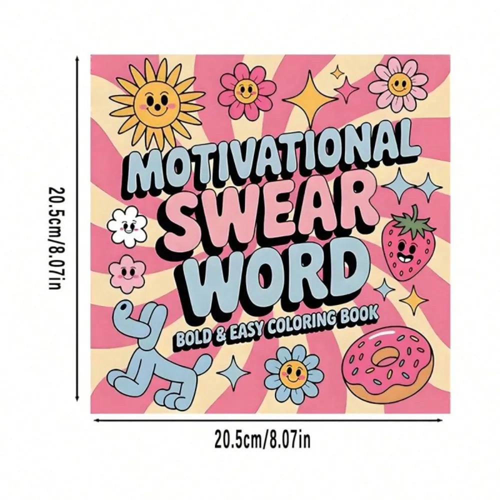Motivational Swear Word Coloring Book Bold Easy 24 Pages Empowering Curse Words for Adults Stress Relief Gift