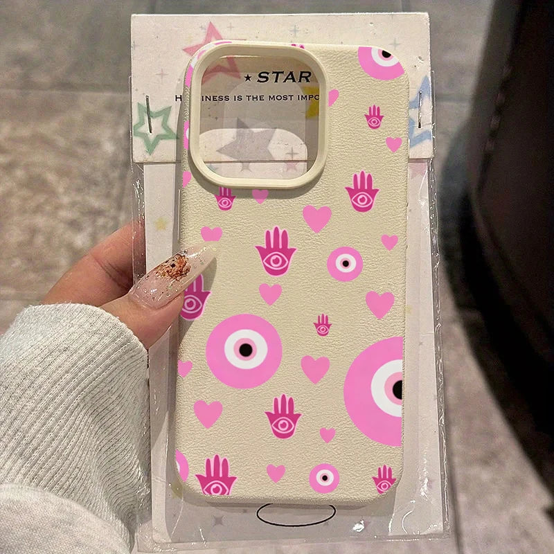 Pink Hamsa Evil Eye Pattern Phone Case