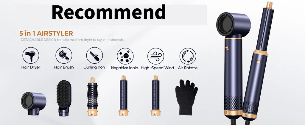 Curling Iron Wand Set 6-in-1 Hair Curler with 3 Barrel Hair Crimper, Spiral Curling Iron - Fast Heating Styling Tools for Women