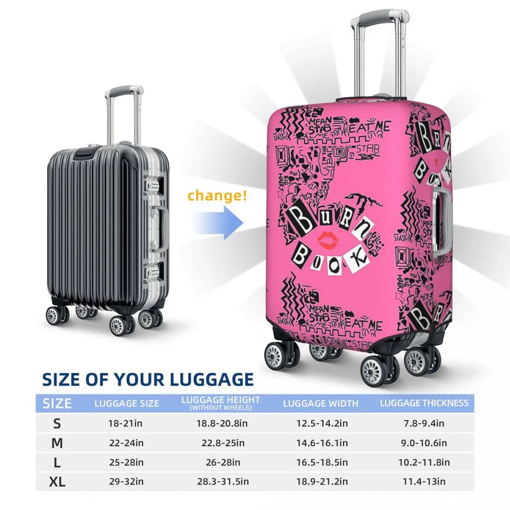 Burn Book - Mean Girls Suitcase Cover Protection Elastic Travel Luggage Protector Covers for 18-32 Inch
