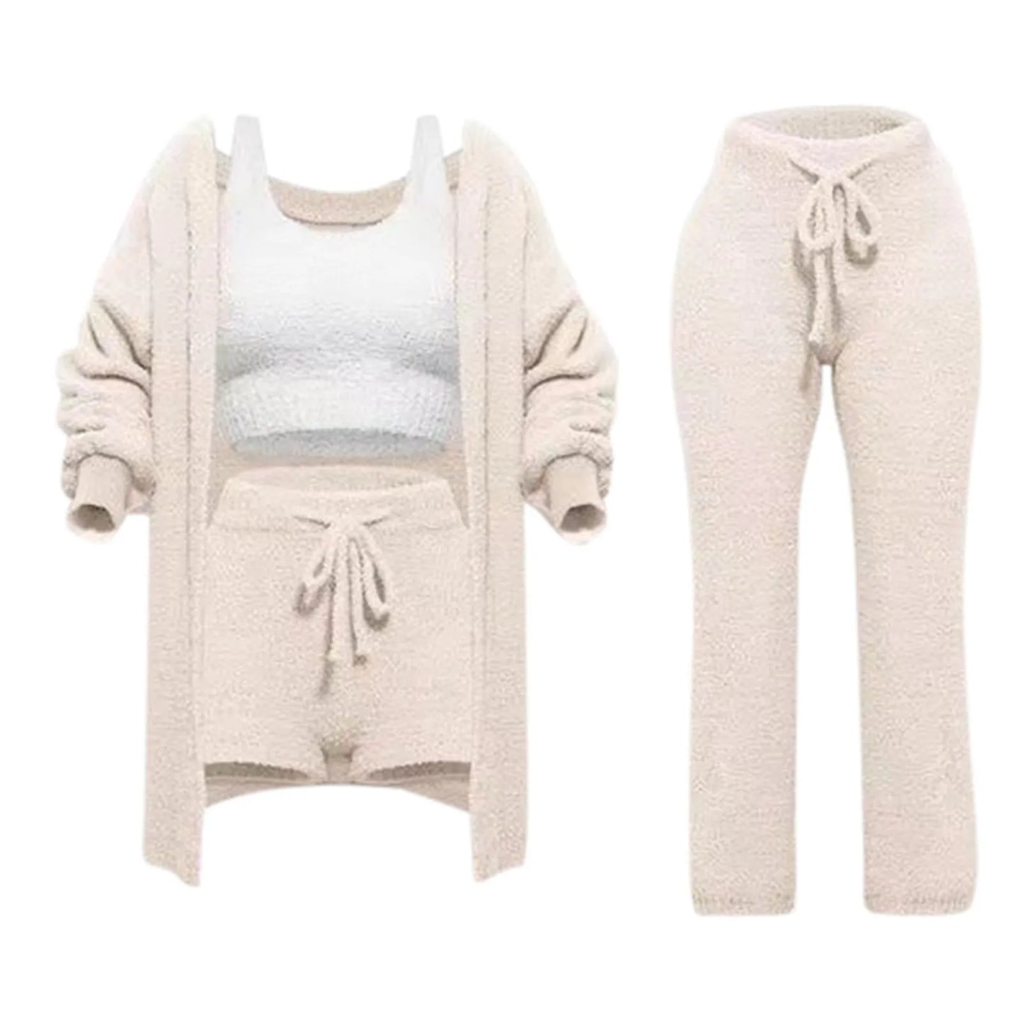 Women Lounge Pants Knitting Fleece Warm Autumn Winter Yoga Pants Butt Lifting Casual Solid Elastic Waist Workout Sweatpants