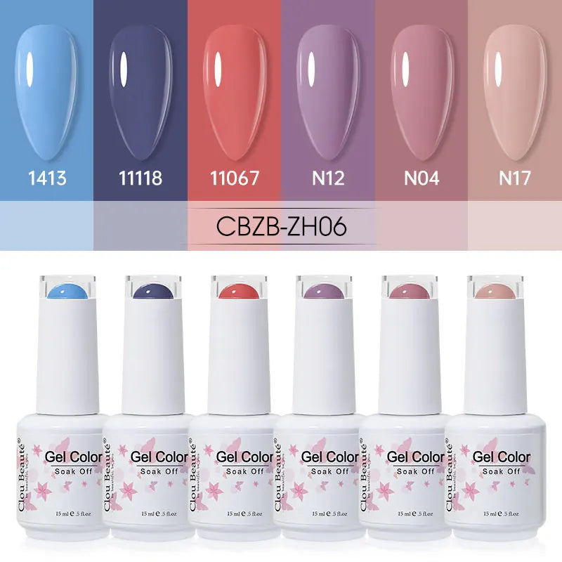 Clou Beaute 6/8pcs 15ml UV Nail Gel Colors Polish Set Summer Pretty Sugar Pink Red Neon Professional Nail Art Manicure Kit Gift