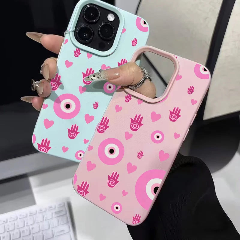 Pink Hamsa Evil Eye Pattern Phone Case