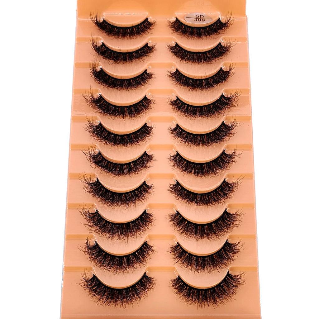HBZGTLAD 10 Pairs Faux Mink Eyelashes Handmade False Eyelashes Natural Nude Makeup Simulation Cross Messy Eye 3D Curly Eyelashes