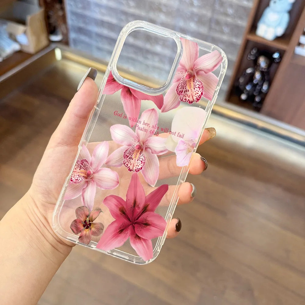 Pink Floral Psalm Christian Quote Clear Phone Case
