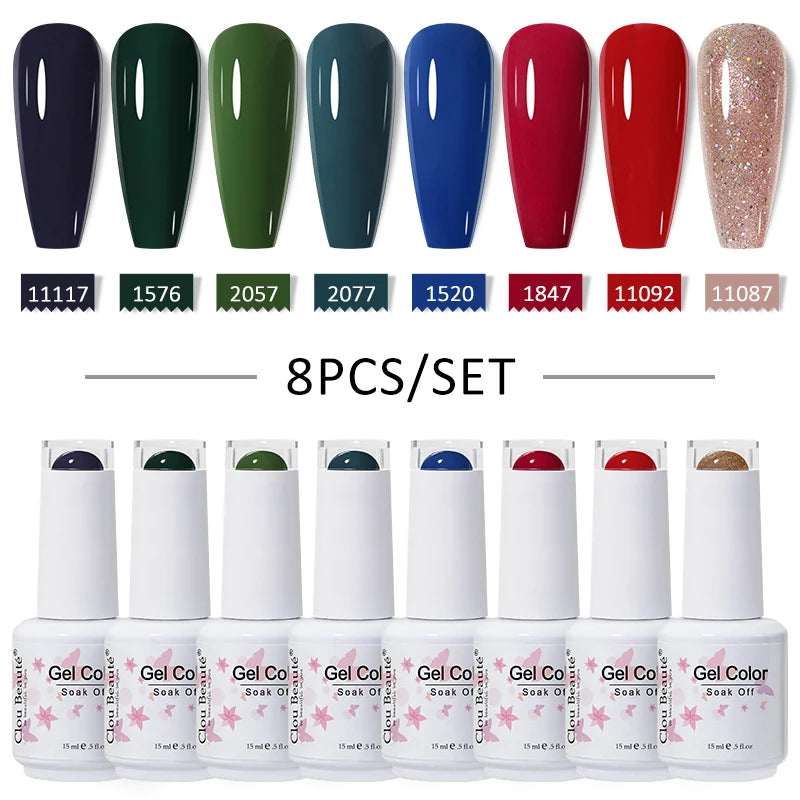Clou Beaute 6/8pcs 15ml UV Nail Gel Colors Polish Set Summer Pretty Sugar Pink Red Neon Professional Nail Art Manicure Kit Gift
