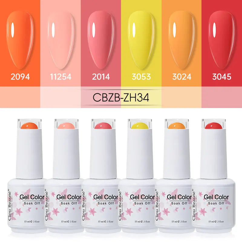 Clou Beaute 6/8pcs 15ml UV Nail Gel Colors Polish Set Summer Pretty Sugar Pink Red Neon Professional Nail Art Manicure Kit Gift