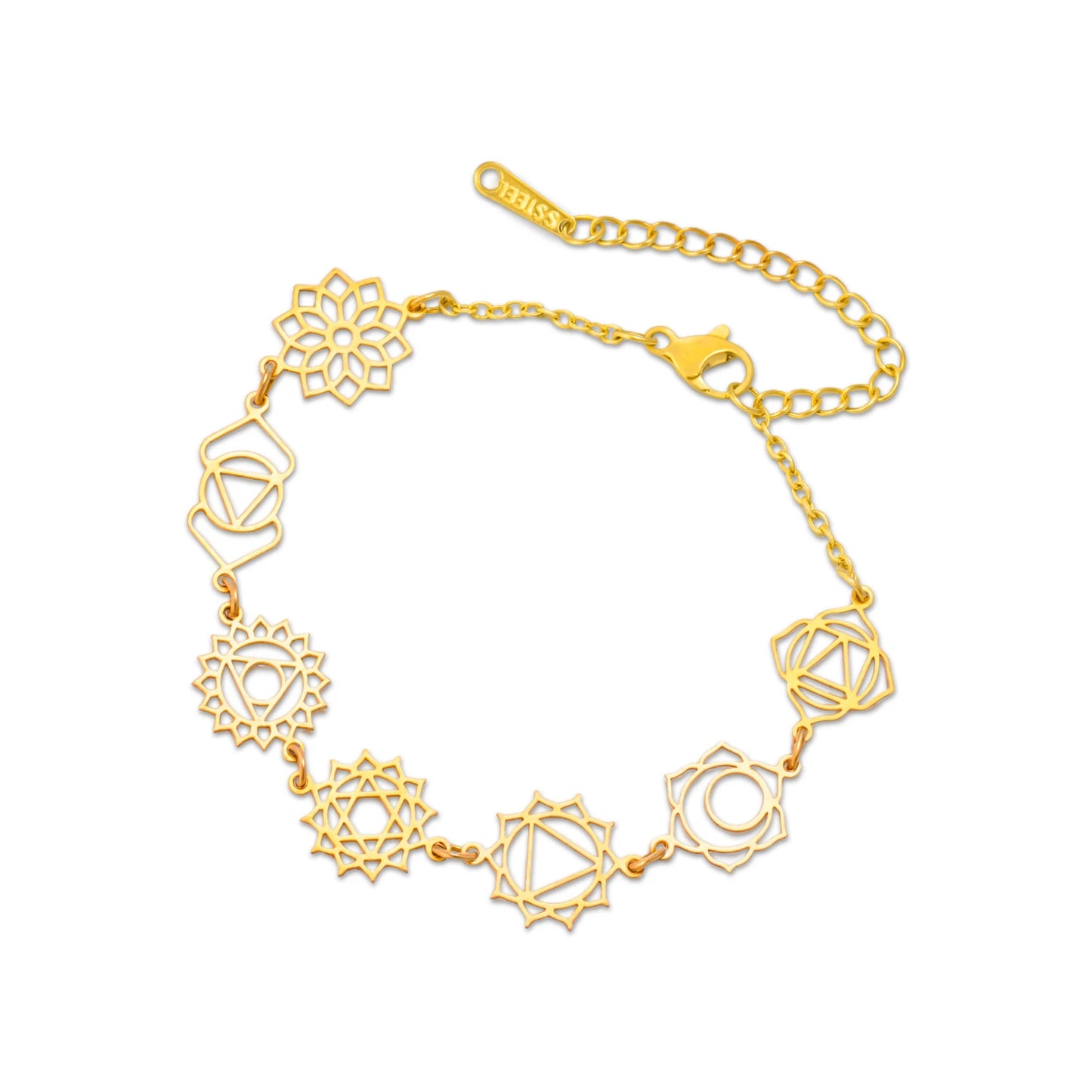 Cazador Yoga 7 Chakra Flower Charms Women's Bracelets Stainless Steel Gold Color Jewelry Hand Bracelet Meditation Amulet Gifts