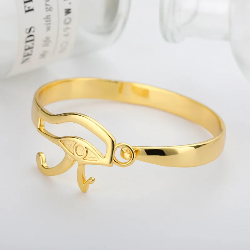 Egyptian Cuff Bracelet for Women 316L Stainless Steel Evil Eye Ankh Cross Queen Bracelet Bangles Vintage Jewelry Freeshippings