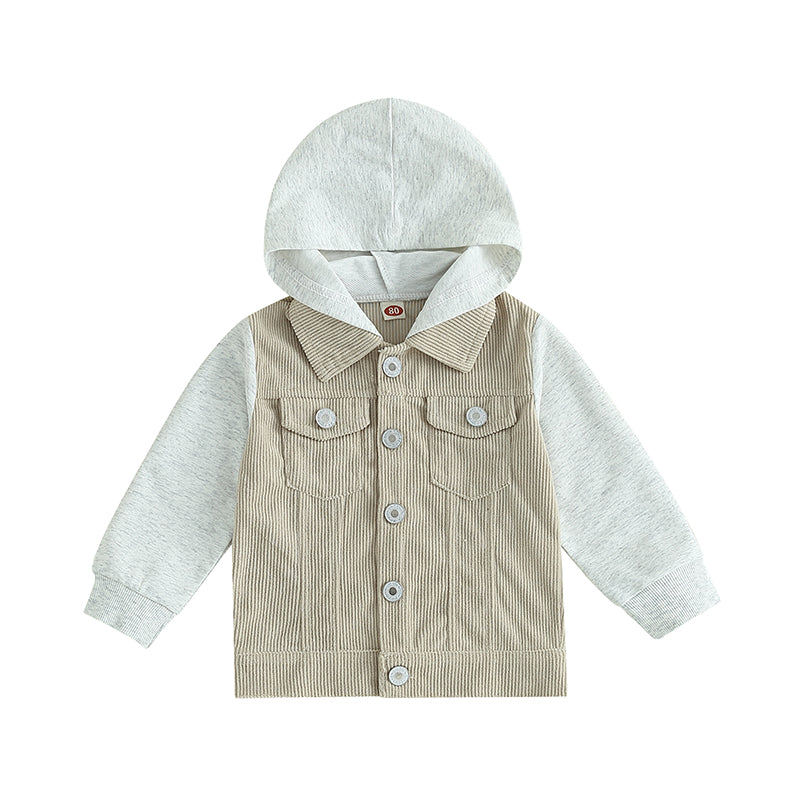 2023-06-22 Lioraitiin 0-4Years Toddler Boy Girl Fall Corduroy Jacket Casual Long Sleeve Button Down Lapel Coat Hoodie Outwear