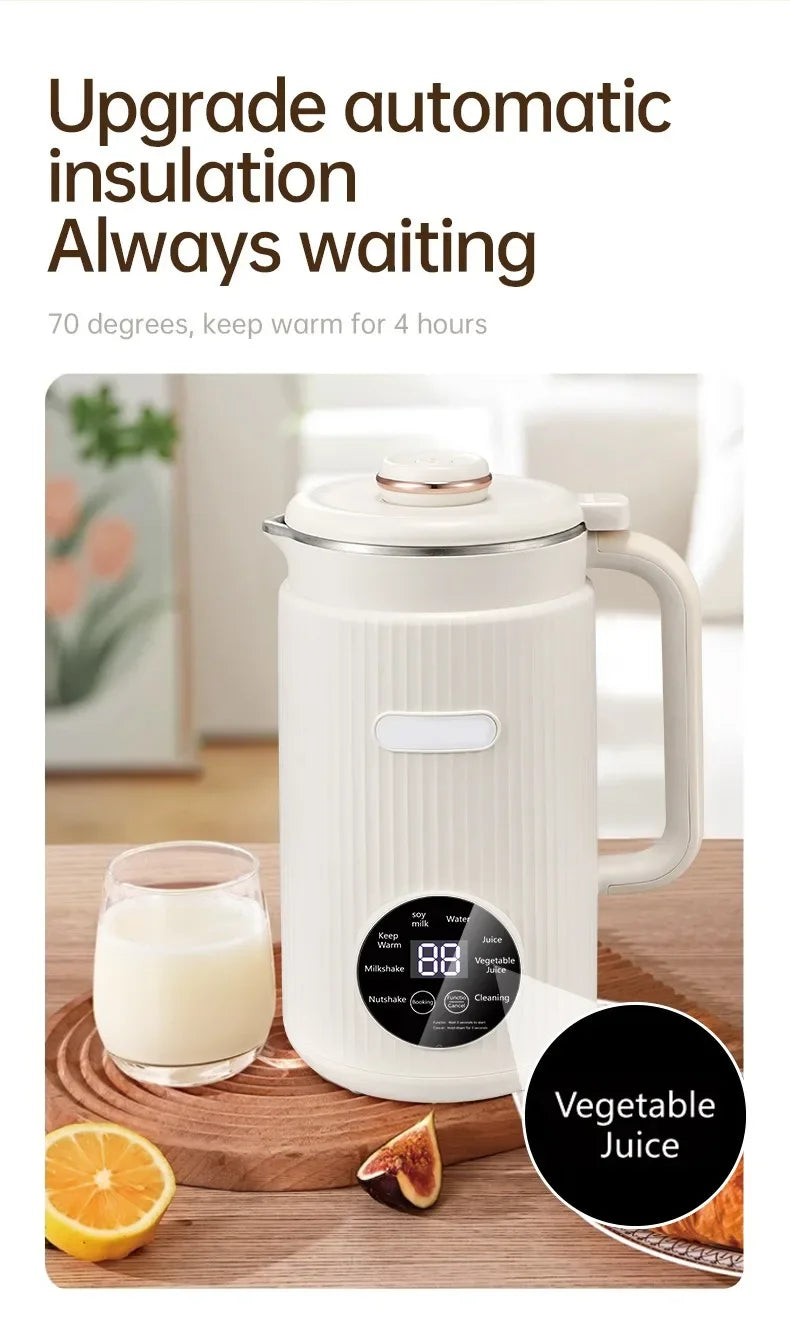 1200ML Electric Soybean Milk Machine Automatic Intelligent Food Blender Filter-free Soy Milk Maker Rice Paste Maker Kettle EU/US