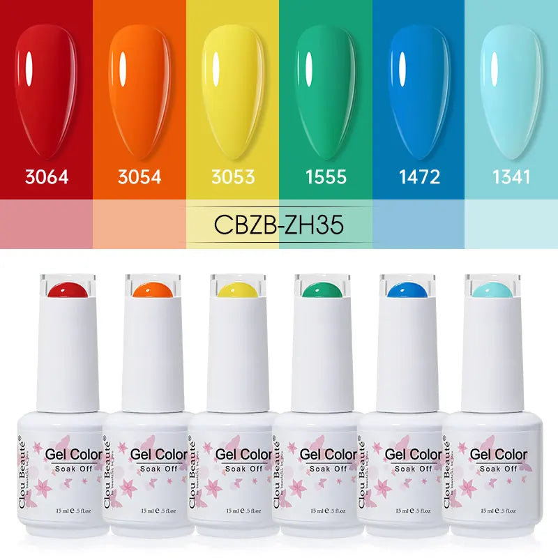 Clou Beaute 6/8pcs 15ml UV Nail Gel Colors Polish Set Summer Pretty Sugar Pink Red Neon Professional Nail Art Manicure Kit Gift