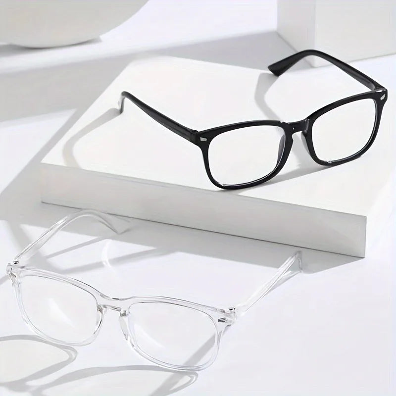 3pcs Lightweight PC Frames Minimalist Square Clear Lens Glasses - Blue Light Blocking, Full Frame, for Everyday & Casual Wear