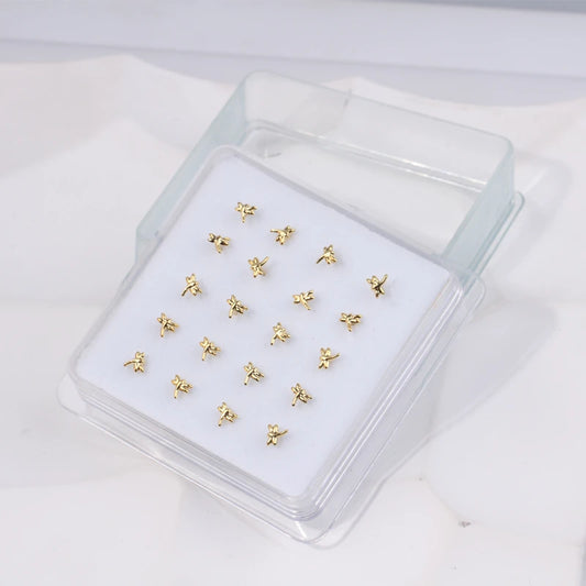 Karnoz 20Pcs/Pack Nose Stud Dragonfly Design Women Girls Nose Piercing Jewelry Piercing Nostril Piercing Jewelry Body Piercing