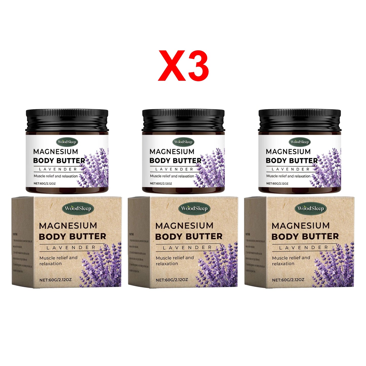 Magnesium Body Cream with Lavender Butter Lotion Relax Muscles Moisturizing Skin Relieving Dryness Smoothing Skin Care Product