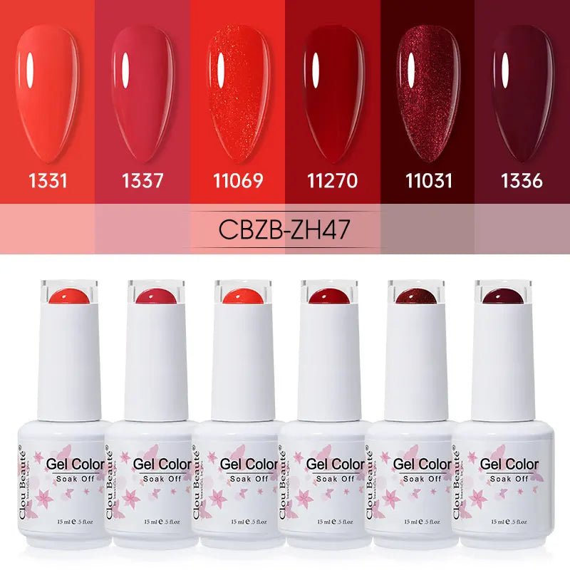 Clou Beaute 6/8pcs 15ml UV Nail Gel Colors Polish Set Summer Pretty Sugar Pink Red Neon Professional Nail Art Manicure Kit Gift
