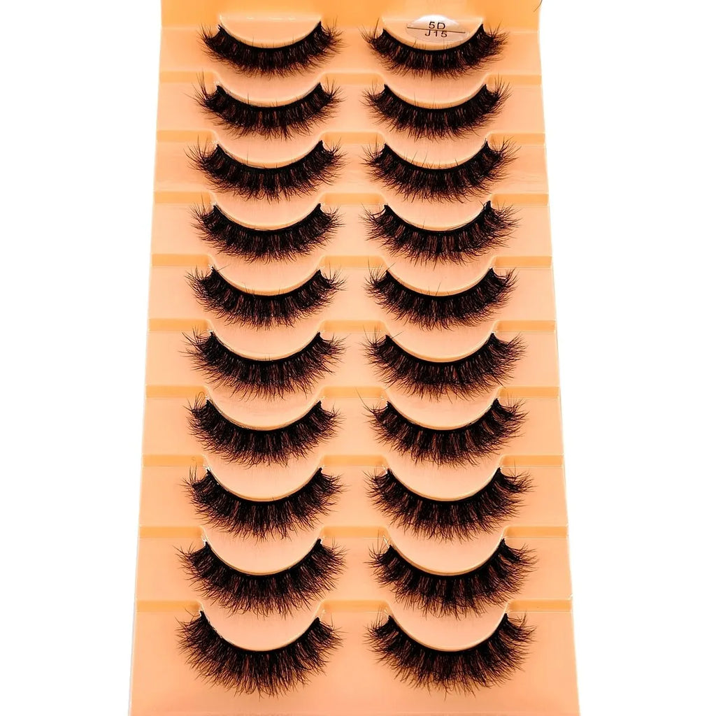 HBZGTLAD 10 Pairs Faux Mink Eyelashes Handmade False Eyelashes Natural Nude Makeup Simulation Cross Messy Eye 3D Curly Eyelashes