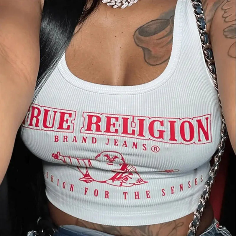 Women's Y2K Cropped Tank Top Sexy Graphic T-Shirt Fashion Printed Sweatshirt Streetwear Summer 2025 Trendy Tees