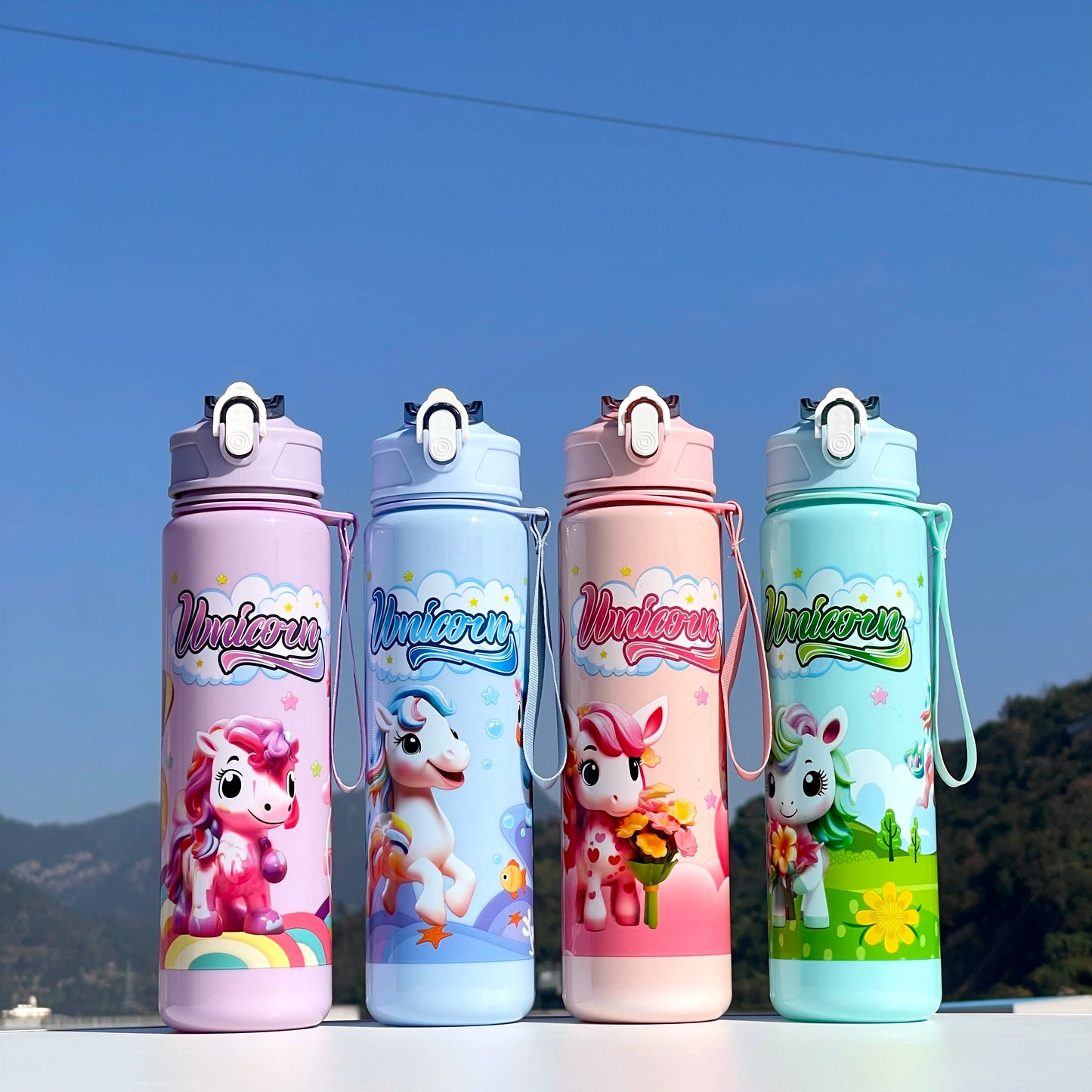 A Unicorn Straw Cup, Cute and Portable, with a Large Capacity, Especially Suitable for School Use, Sports, Outdoor Camping, Water Bottles, and Cups