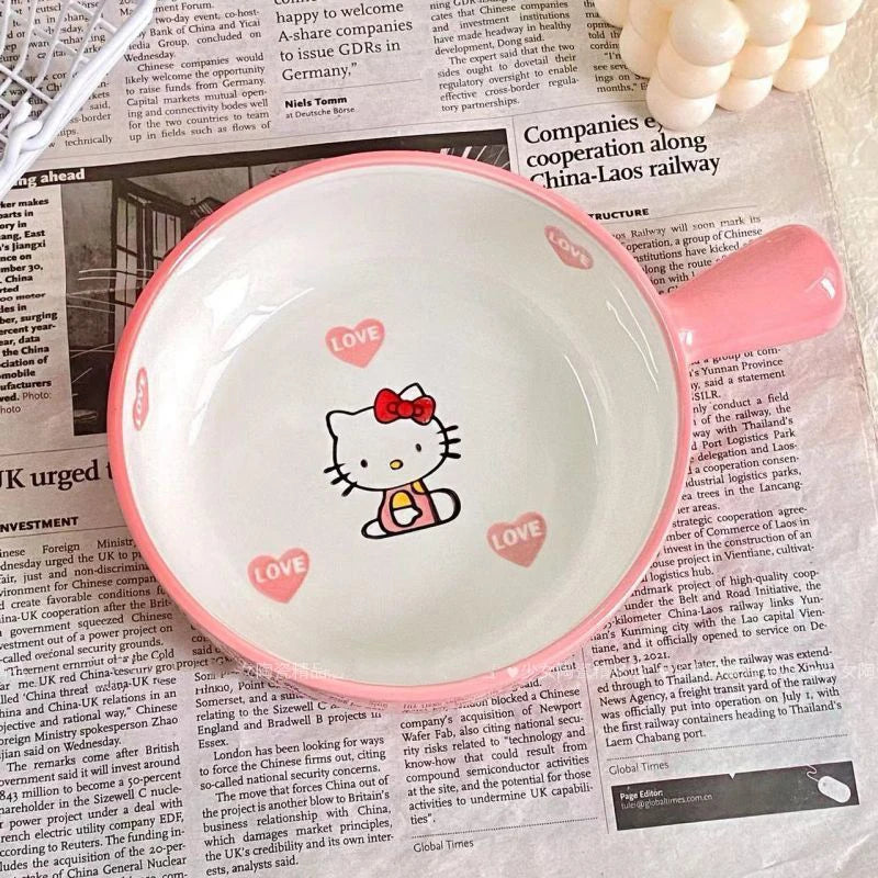 Kawaii Sanrio Hello Kitty Cute Tableware Dormitory Home Salad Baking Person Food Underglaze Color High Value Ceramic Noodle Bowl