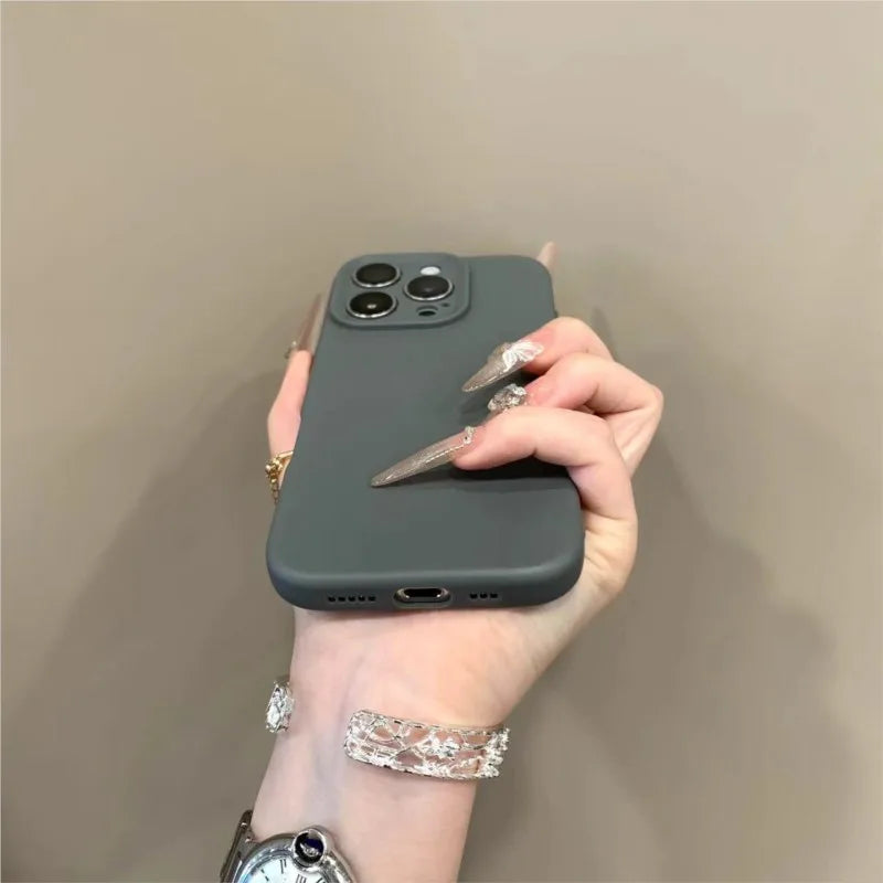 Luxury Soft Silicone Candy Phone Case For iPhone 11 12 13 14 15 16 Pro Max Plus Shockproof Bumper Matte Back Cases Cover