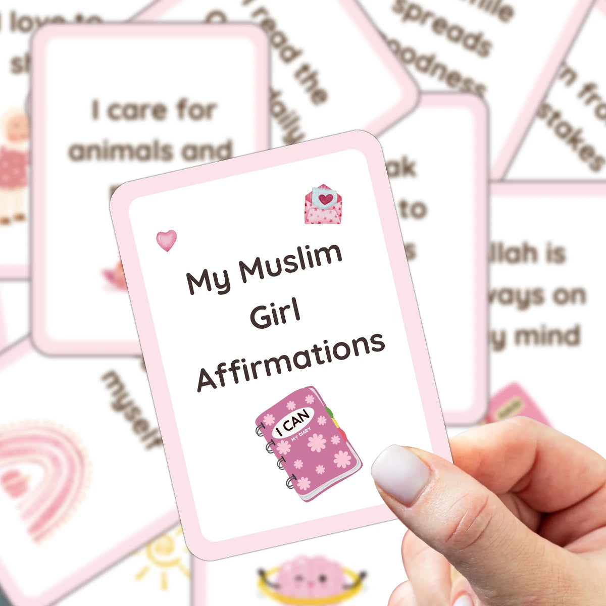 31pcs 'my Muslim Girl Affirmations'cards,Pastel Illustrations,Inspirational Ramadan Gift Cards For Women,Daily Reminders Cards