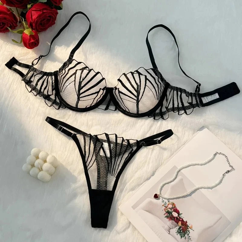 Sheer Lace Mesh Bra & Brief Set