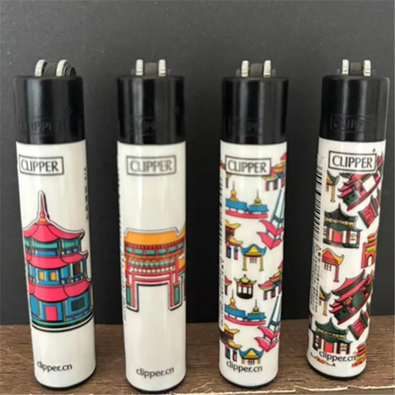 new 4pcs CLIPPER Lighter Retro Grinding Wheel Open Flame Lighter New Inflatable Lighter Cigarette Accessories Men's Small Gifts