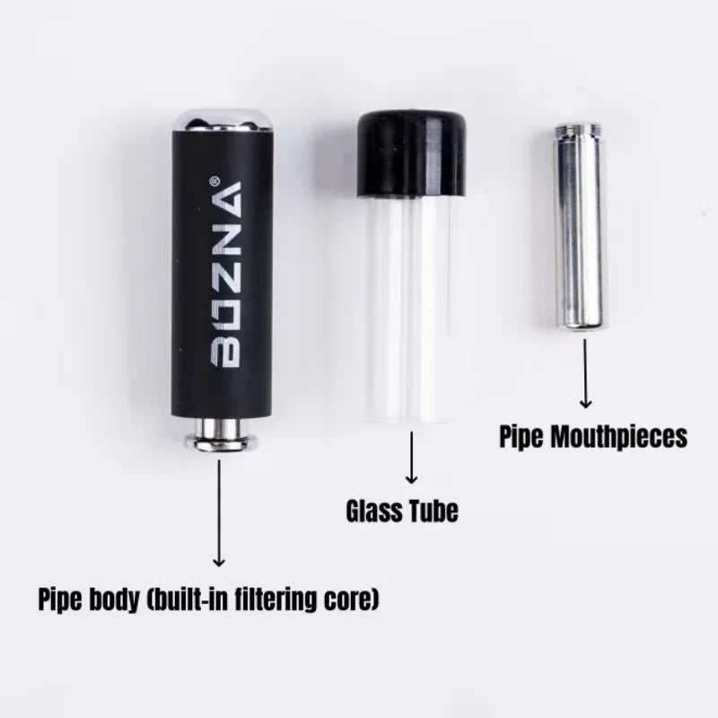 5-Level Adjustable Metal Dry Herb Pipe with Glass Tube | Reusable EDG Dry Burn Tobacco Pipe | Durable Smoking Accessories