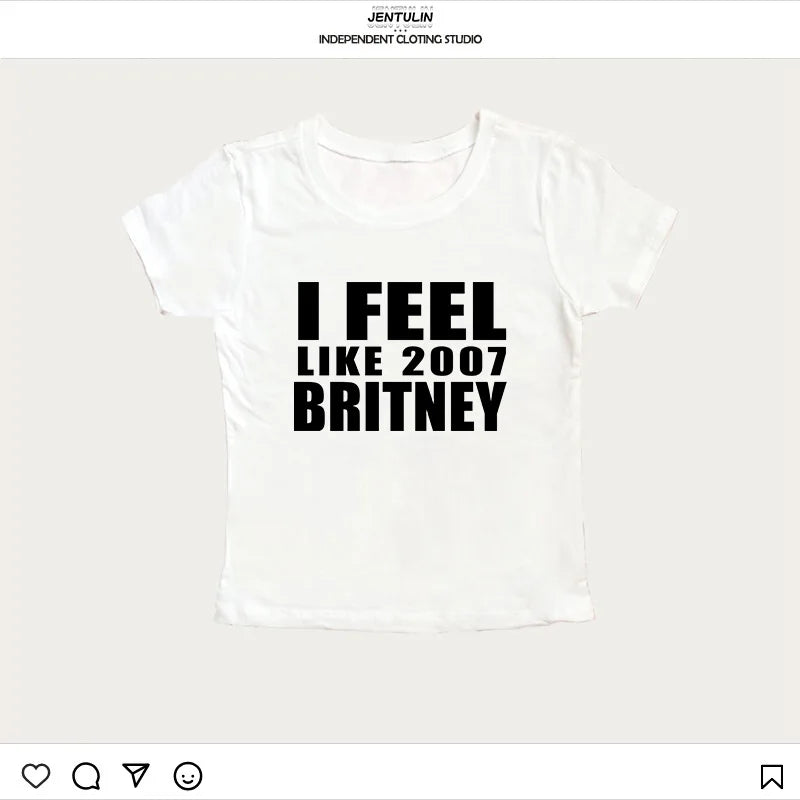 Y2K 2000s Vinage Crop Top Letter Print Casual Short Sleeve T-shirt Fashion Spicy Girl Sexy Baby Tee 2025 Summer Woman Clothing
