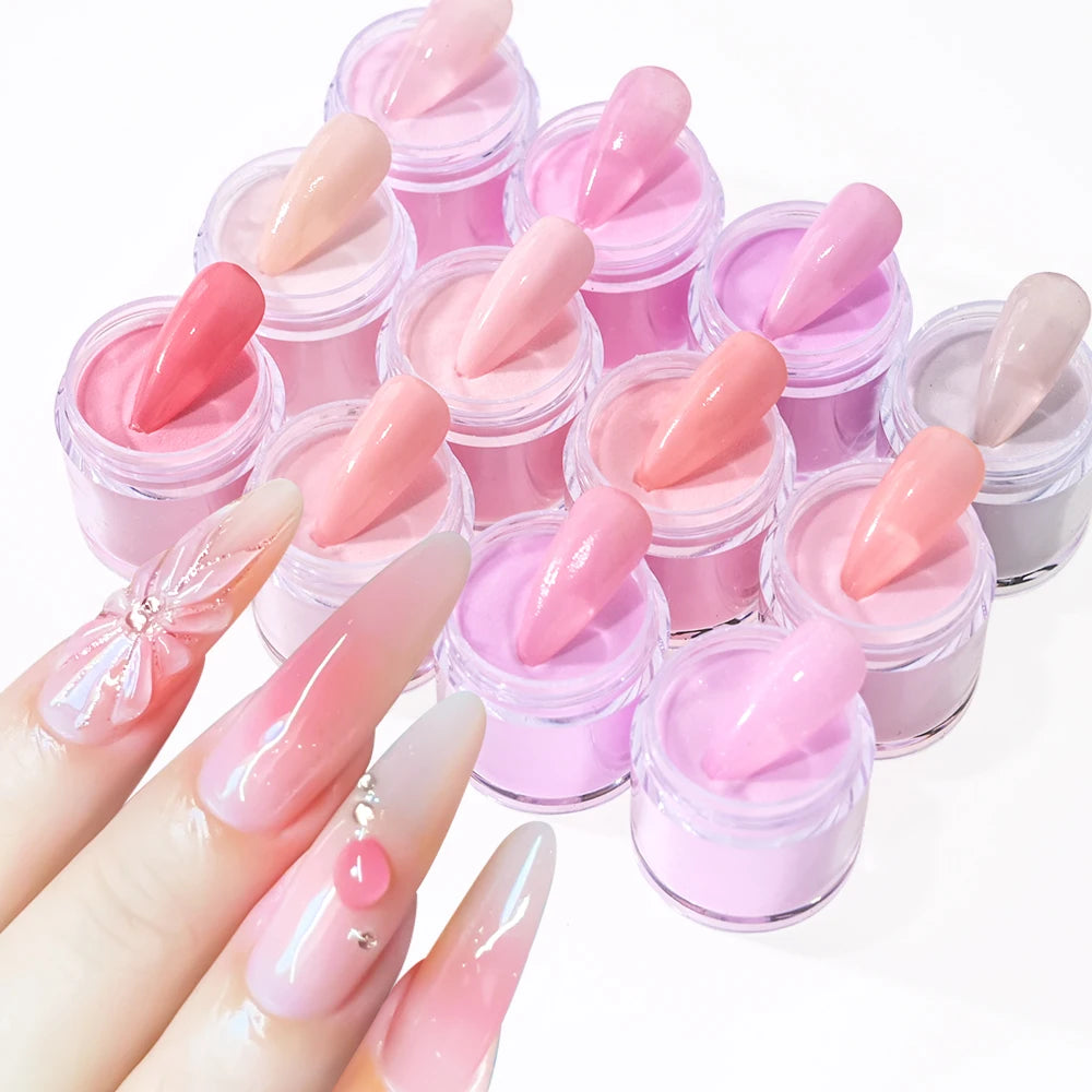 12Color Nude Pink 3In1 Professional Acrylic Powder Set 12Jar Dip & Acrylic Nail Extensions Structure Dust  Acrylic Powders 10g