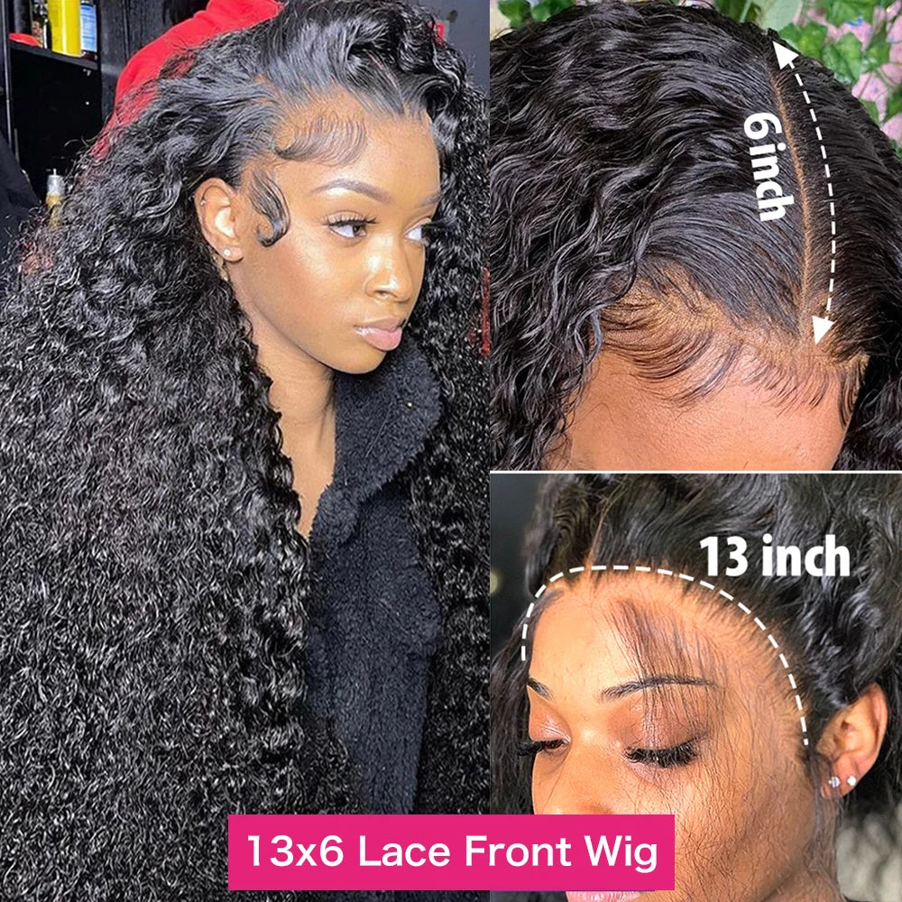 Kinky Culry 13x6 HD Lace Frontal Wig Deep Curly Lace Front Human Hair Wigs Water Wave 13x4 HD Lace Frontal Wig 100% Human Hair