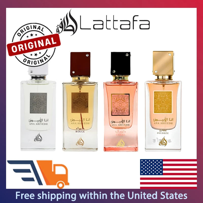 Lattafa Ana Abiyedh Eau de Parfum Spray Unisex 60ml Original Arab Perfumes Lasting Wood Spicy Floral Pheromones Perfume Cologne