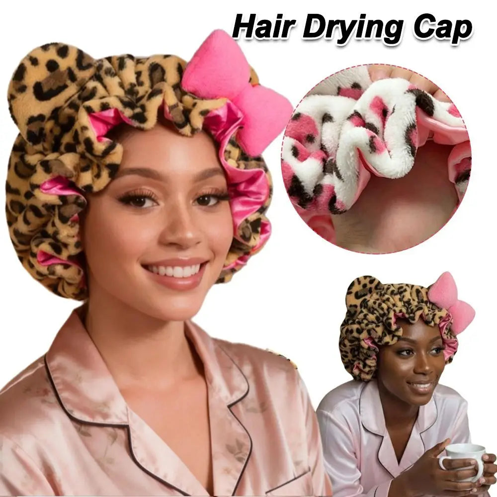 Creative Soft Hair Drying Cap Microfiber Quick-Drying Dry Hair Towel Absorbent Leopard Print Hair Towels Face Wash