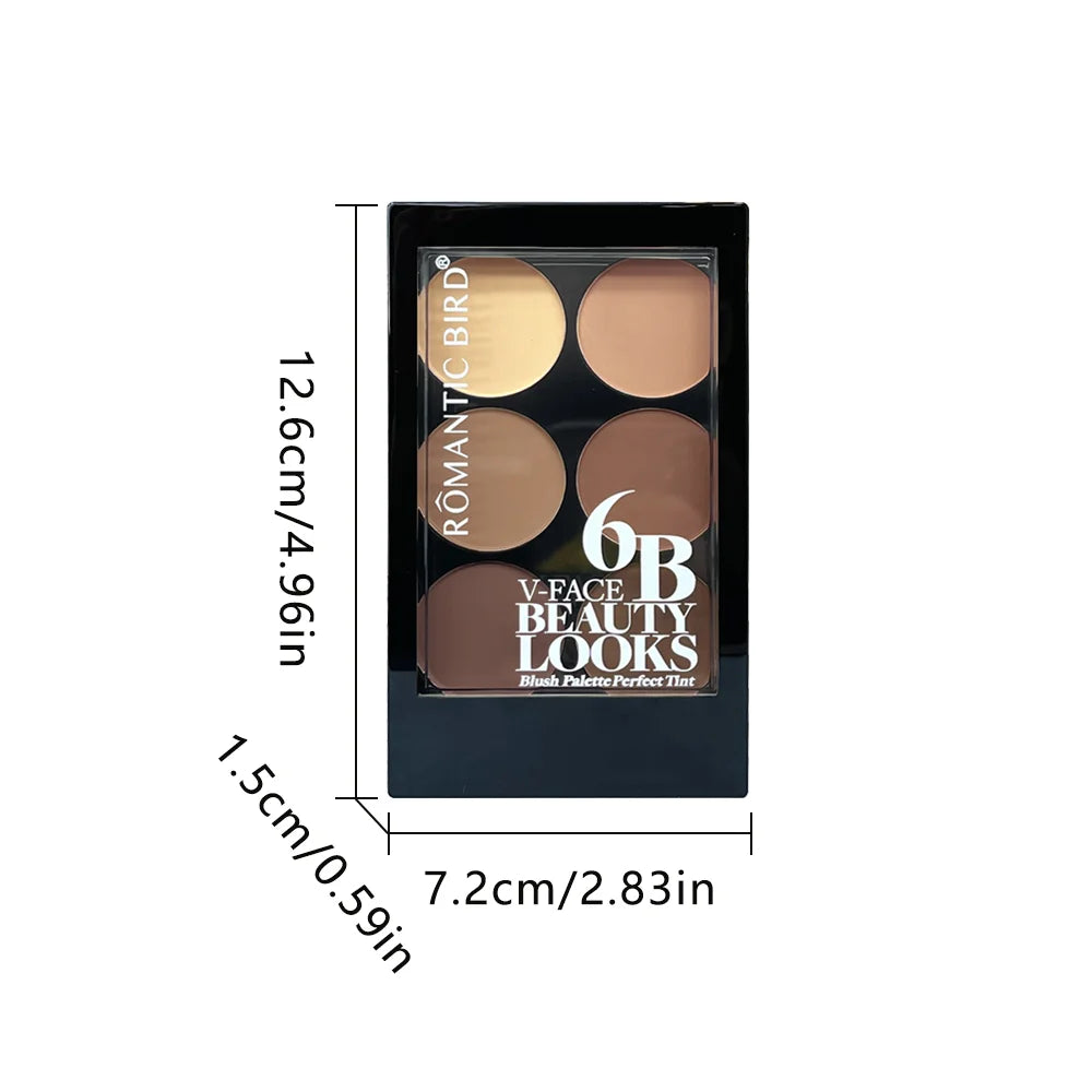 6 Colors Highlight Contouring Powder Palette Face Shadow Contouring Powder Makeup Palette With Brush Face Bronzer Color Correcti
