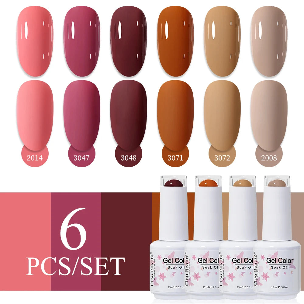 Clou Beaute 6/8pcs 15ml UV Nail Gel Colors Polish Set Summer Pretty Sugar Pink Red Neon Professional Nail Art Manicure Kit Gift