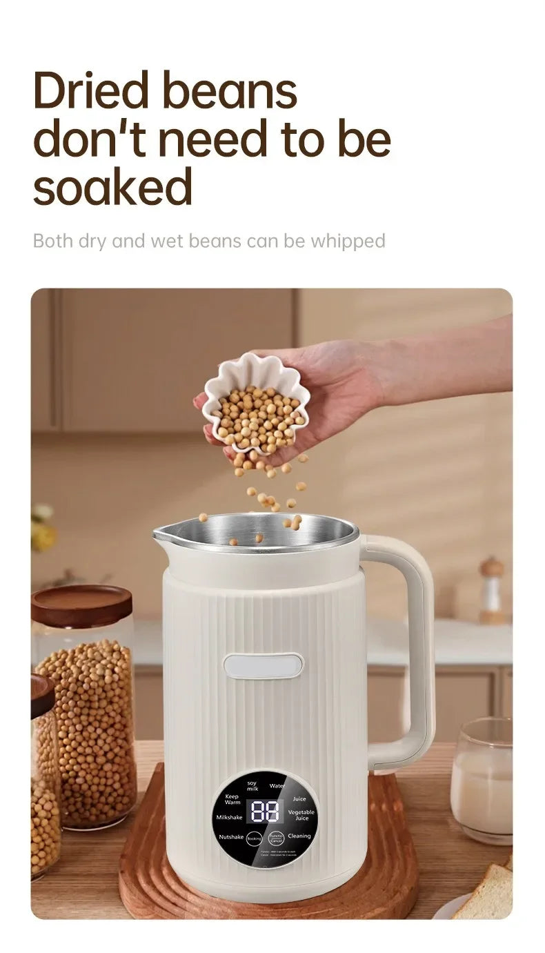 1200ML Electric Soybean Milk Machine Automatic Intelligent Food Blender Filter-free Soy Milk Maker Rice Paste Maker Kettle EU/US