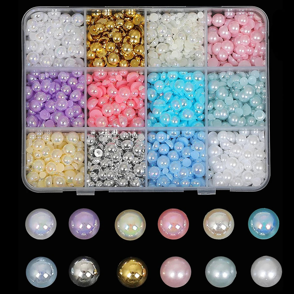 12/15Grids Acrylic Flower Nail Charms Mix Colors Set 3D Flower Nail Art Rhinestones Mixed Blossom Spring Gems DIY Nail Supplies