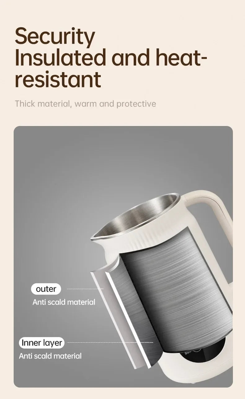1200ML Electric Soybean Milk Machine Automatic Intelligent Food Blender Filter-free Soy Milk Maker Rice Paste Maker Kettle EU/US