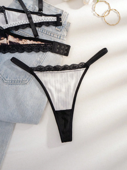 Leopard Lace Bra & Thong Set