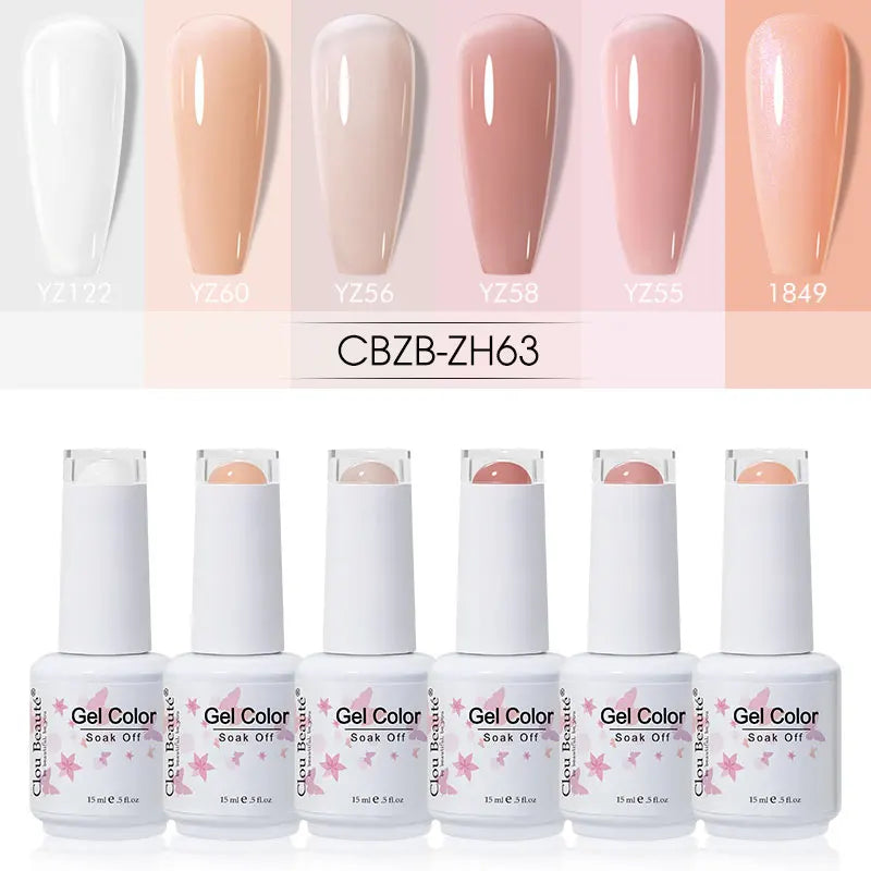 Clou Beaute 6/8pcs 15ml UV Nail Gel Colors Polish Set Summer Pretty Sugar Pink Red Neon Professional Nail Art Manicure Kit Gift
