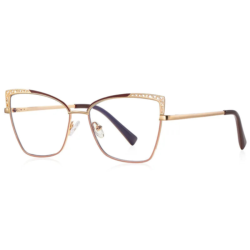 Trendy And Individual Cat-eye Glasses Frames, Fashionable Metal Anti-blue Light Glasses 99007