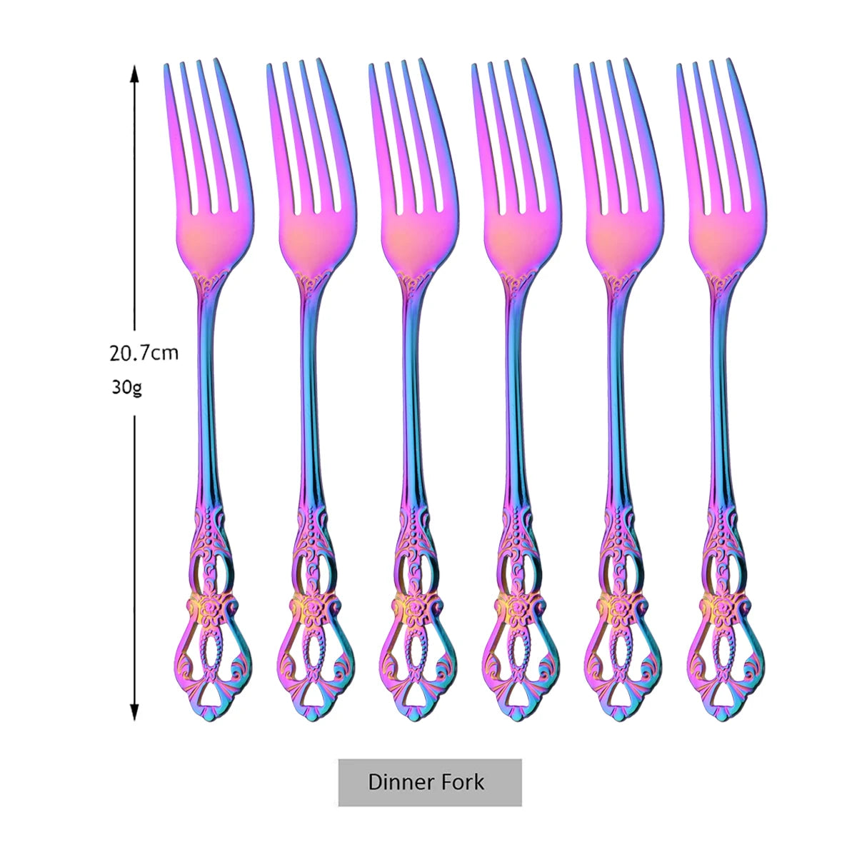 6/30Pcs Royal Colorful Dinnerware Set Knife Dessert Fork Spoon Cutlery Set Stainless Steel Silverware Kitchen Tableware Flatware