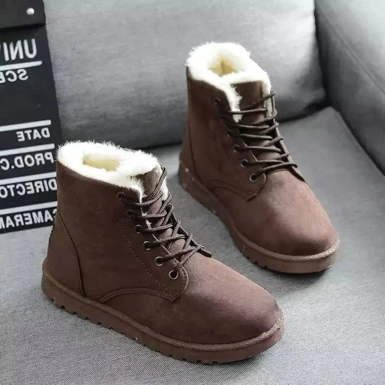 Thickened Cotton Shoes with Fleece Casual Short Tube Winter Boots for Women Comfortable Warm Large Size Rubber Snow Boots