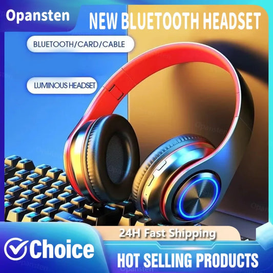 Wireless Gaming Headset with Colorful LED Lights