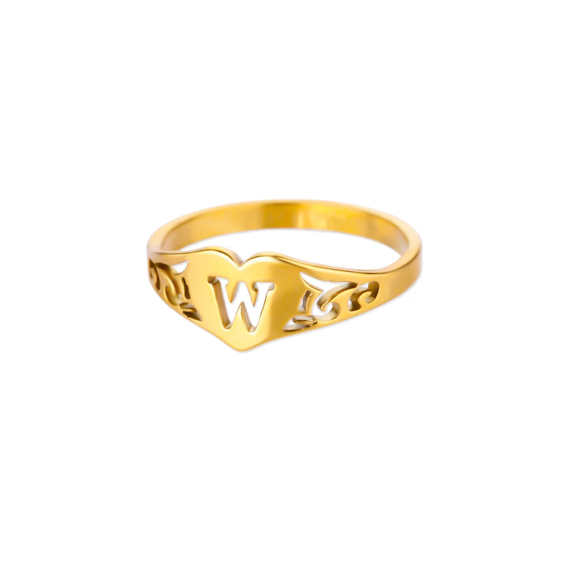 Initial A-Z Letter Rings For Women Gold Color Stainless Steel Heart Alphabet Name Finger Ring Punk Birthday Jewelry Gift Femme