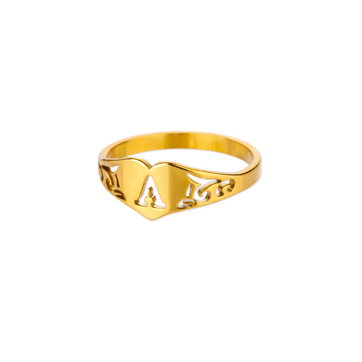 Initial A-Z Letter Rings For Women Gold Color Stainless Steel Heart Alphabet Name Finger Ring Punk Birthday Jewelry Gift Femme
