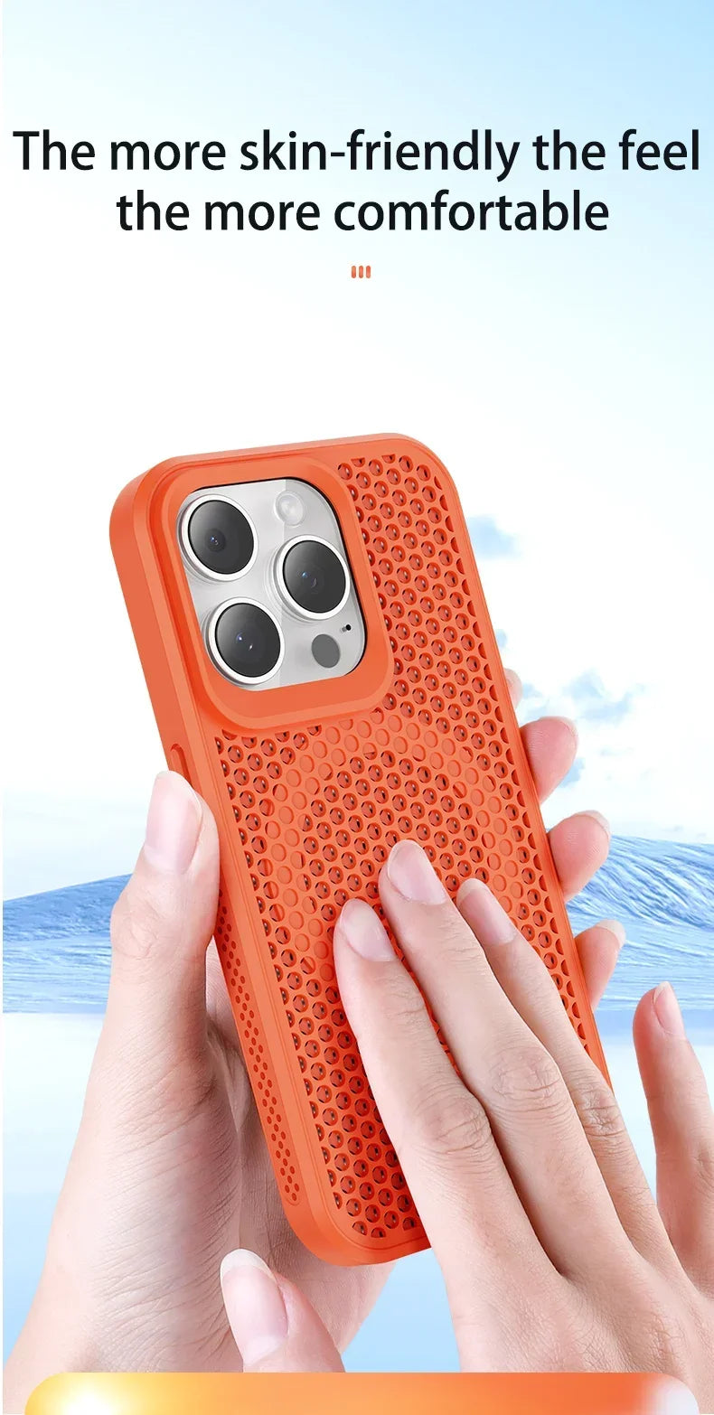 Cooling Heat Dissipation Phone Case For iPhone 17 16 15 14 13 12 11 Pro Max Plus Breathable Hard Back Magnetic Cover For Magsafe